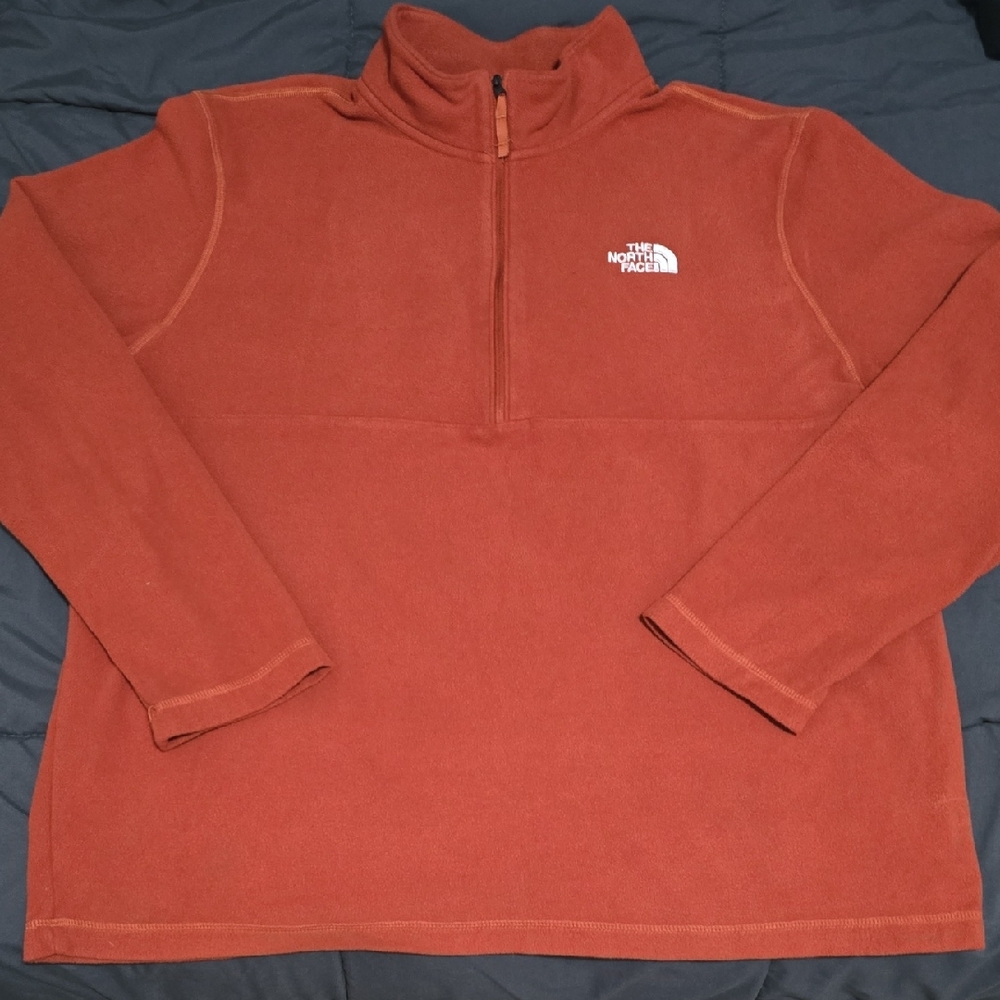 The North Face Mens Rust Orange Quarter Zip Fleece Pullover XL